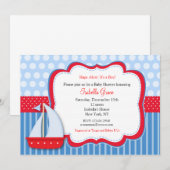 Nautical Saiboot Baby Shower Invitaties Kaart (Voorkant / Achterkant)