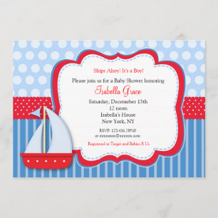 Nautical Saiboot Baby Shower Invitaties Kaart