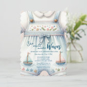 Nautical Sail Boat Baby shower Kaart (Staand voorkant)