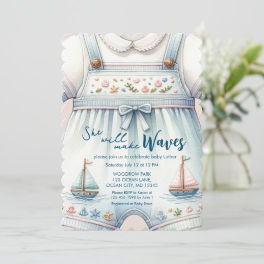 Nautical Sail Boat Baby shower Kaart (Staand voorkant)