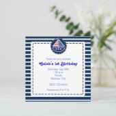 Nautical Sail Boat Baby shower Verjaardagsuitnodig Kaart (Staand voorkant)