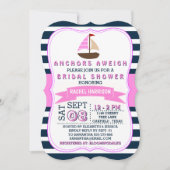 Nautical Sail Boat Beach Bridal Shower Invitations Kaart (Voorkant)