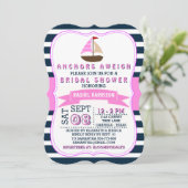 Nautical Sail Boat Beach Bridal Shower Invitations Kaart (Staand voorkant)