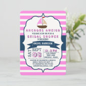 Nautical Sail Boat Beach Bridal Shower Invitations Kaart (Staand voorkant)