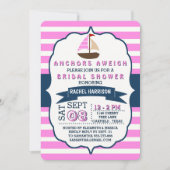 Nautical Sail Boat Beach Bridal Shower Invitations Kaart (Voorkant)