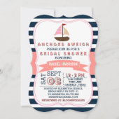 Nautical Sail Boat Beach Bridal Shower Invitations Kaart (Voorkant)