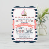 Nautical Sail Boat Beach Bridal Shower Invitations Kaart (Staand voorkant)