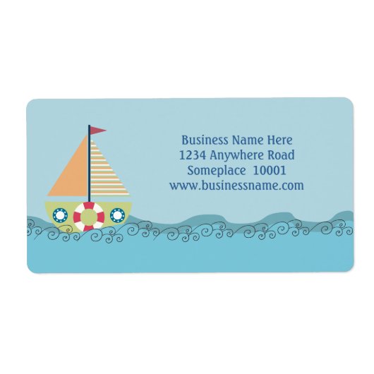 Nautical Sail Boat Ocean Theme Name Label (Voorkant)