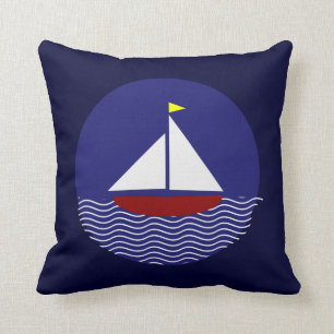 Nautical Sail Boat Red en Blue Sierkussen
