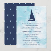 Nautical Sail Boat Wedding Kaart (Voorkant / Achterkant)
