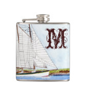 Nautical Sail Boat Zee Ocea Monogram Whiskeyfles Heupfles (Voorkant)