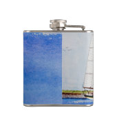 Nautical Sail Boat Zee Ocea Monogram Whiskeyfles Heupfles (Achterkant)