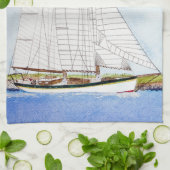 Nautical Sail Boat Zee Ocean Kitchen Dish Towel Theedoek (Gevouwen)