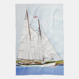 Nautical Sail Boat Zee Ocean Kitchen Dish Towel Theedoek