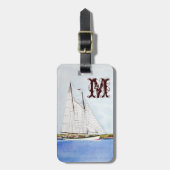 Nautical Sail Boat Zee Ocean Monogram Bagagelabel (Voorkant verticaal)