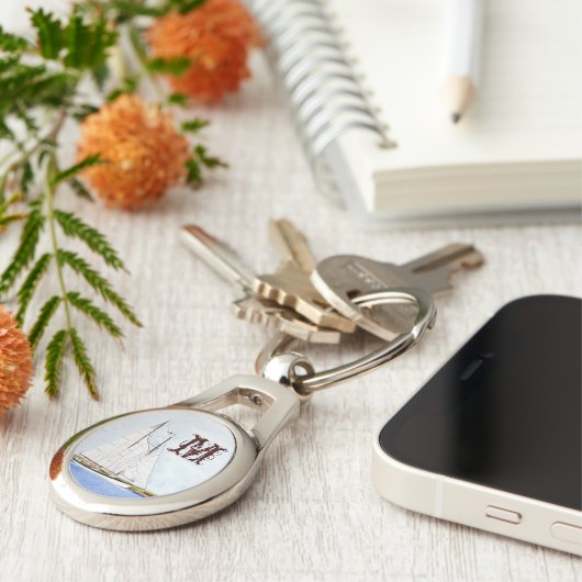 Nautical Sail Boat Zee Ocean Pirate Sleutelhanger (Zijkant)