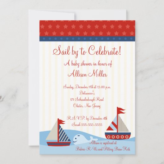 Nautical Sail by to Celebrate Boy Baby shower Kaart (Voorkant)