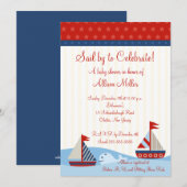 Nautical Sail by to Celebrate Boy Baby shower Kaart (Voorkant / Achterkant)