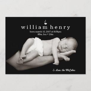 Nautical Sailboat and Anchor Birth Announounement Aankondiging