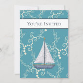 Nautical Sailboat and Swirling Water Baby shower Kaart (Voorkant)