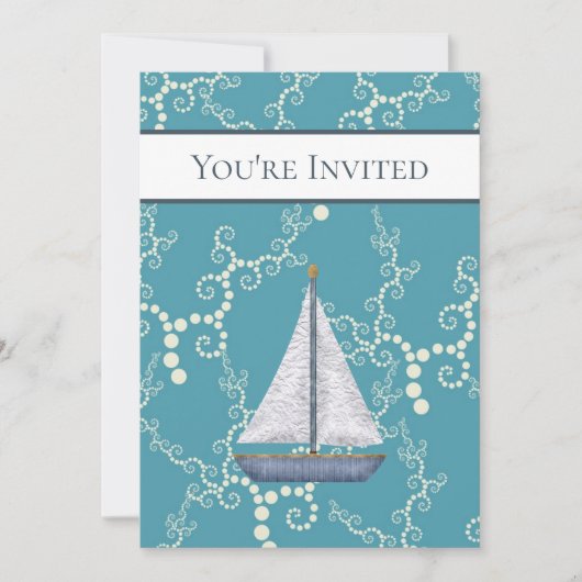 Nautical Sailboat and Swirling Water Baby shower Kaart (Voorkant)