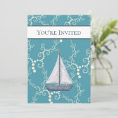 Nautical Sailboat and Swirling Water Baby shower Kaart (Staand voorkant)