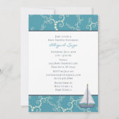 Nautical Sailboat and Swirling Water Baby shower Kaart (Achterkant)
