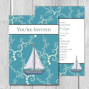 Nautical Sailboat and Swirling Water Baby shower Kaart