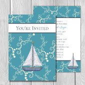 Nautical Sailboat and Swirling Water Baby shower Kaart