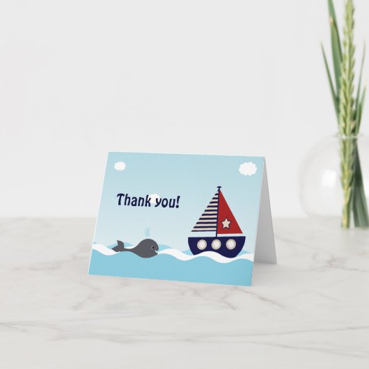 Nautical Sailboat Baby Boy Baby shower Dank u wel Bedankkaart (Voorkant)