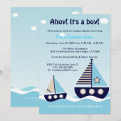 Nautical Sailboat Baby Boy Baby shower Uitnodiging (Voorkant / Achterkant)