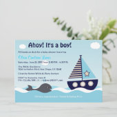 Nautical Sailboat Baby Boy Baby shower Uitnodiging (Staand voorkant)