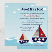 Nautical Sailboat Baby Boy Baby shower Uitnodiging (Voorkant / Achterkant)