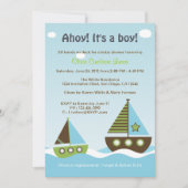 Nautical Sailboat Baby Boy Baby shower Uitnodiging (Voorkant)