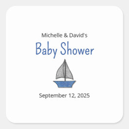 Nautical Sailboat Baby Boy Couples Shower Vierkante Sticker