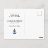 Nautical Sailboat Baby Boy Photo Shower Thank You  Briefkaart (Achterkant)