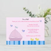 Nautical Sailboat Baby Girl Shower Kaart (Staand voorkant)