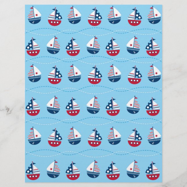 Nautical Sailboat Baby Scrapbook Paper (Voorkant)