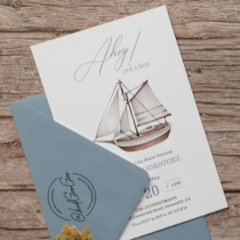 Nautical Sailboat Baby shower Ahoy Boy's Kaart