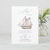 Nautical Sailboat Baby shower Ahoy Boy's Kaart (Staand voorkant)