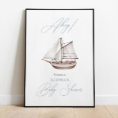 Nautical Sailboat Baby shower Ahoy Welcome Sign Poster