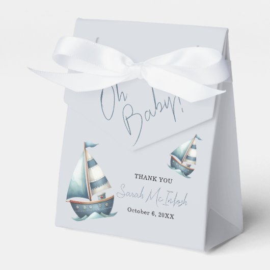 Nautical Sailboat Baby shower Bedankdoosjes (Voorkant Zijde)