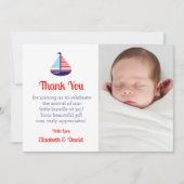 Nautical Sailboat Baby shower Bedankkaart (Voorkant)