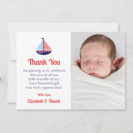Nautical Sailboat Baby shower Bedankkaart