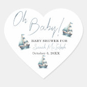 Nautical Sailboat Baby shower Hart Sticker (Voorkant)