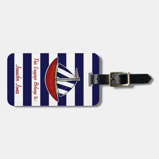 Nautical Sailboat Bagagelabel (Voorkant horizontaal)