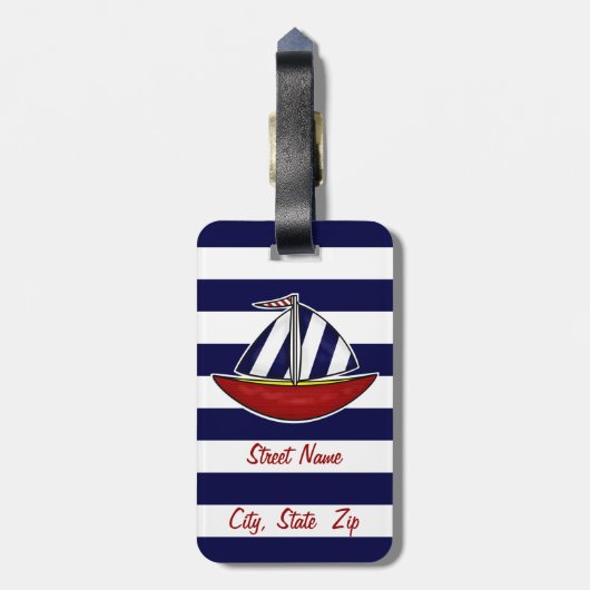 Nautical Sailboat Bagagelabel (Achterkant verticaal)