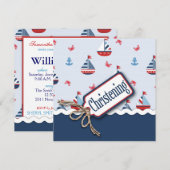 Nautical Sailboat Baptisme Kaart (Voorkant / Achterkant)