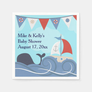 Nautical Sailboat Beach Ocean Whale Baby shower Servet
