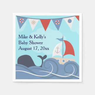 Nautical Sailboat Beach Ocean Whale Baby shower Servet